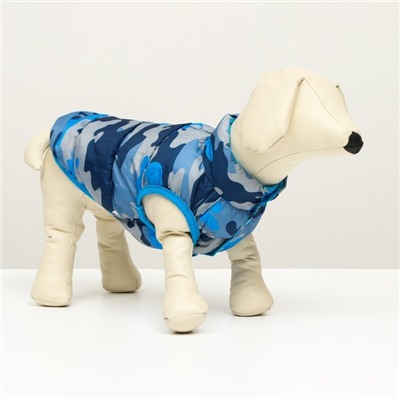 Куртка для собак двухсторонняя с принтом, размер 10 (ДС 25 см, ОГ 34 см, ОШ 24 см),голубая
