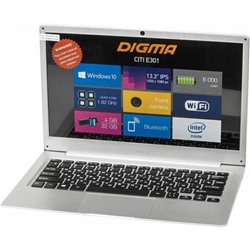 Ноутбук Digma CITI E301 Atom X5 Z8350/4Gb/SSD32Gb/Intel HD400/13.3"/IPS/HD/W10 серебристый