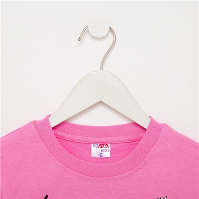 Футболка для девочки, цвет розовый/единорог, рост 116 см