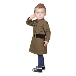 Костюм военного для девочки: платье, пилотка, трикотаж, хлопок 100%, рост 92 см, 1,5-3 года, цвета МИКС
