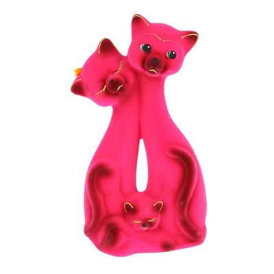 Копилка "Семейство котов" флок, розовая, микс