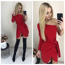 Платье короткое нарядное красное Х6803