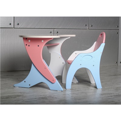 Набор мебели "Космошкола": стол-парта, стул. Цвет розовый-голубой