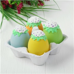 Яйца для декорирования «Цветочки с листочками», набор 4 шт, размер 1 шт: 6×4 см