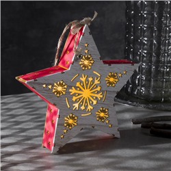 Светодиодная фигура «Звезда со снежинками» 22 × 22 × 4 см, дерево, батарейки АААх2 (не в комплекте), свечение тёплое белое