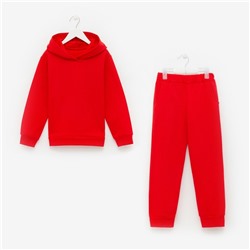 Костюм детский (толстовка, брюки) с НАЧЁСОМ, цвет красный, рост 86 см