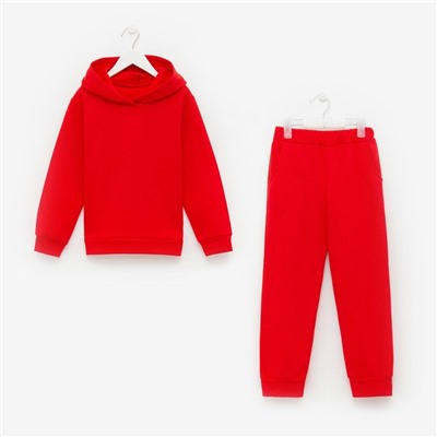 Костюм детский (толстовка, брюки) с НАЧЁСОМ, цвет красный, рост 98 см