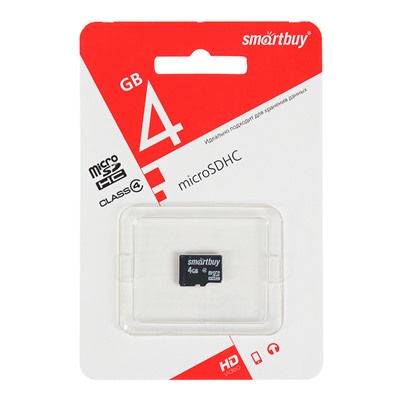 Карта памяти microSDHC Smartbuy 4GB, class 4