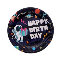 Тарелка бумажная «С Днём Рождения» космонавт, набор 6 шт.