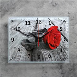 Часы настенные, серия: Цветы, "Красная роза", 30х40  см, микс