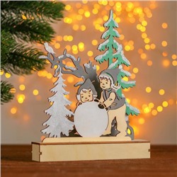 Новогодний декор с подсветкой «Лепить снеговика» 2 круглые, 4х18х23 см