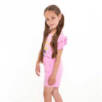 Комплект для девочки (футболка/шорты), цвет розовый, рост 116 см