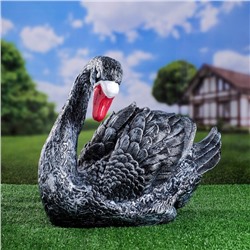 Садовая фигура "Лебедь", серо-чёрная, гипс, 25х45х38 см