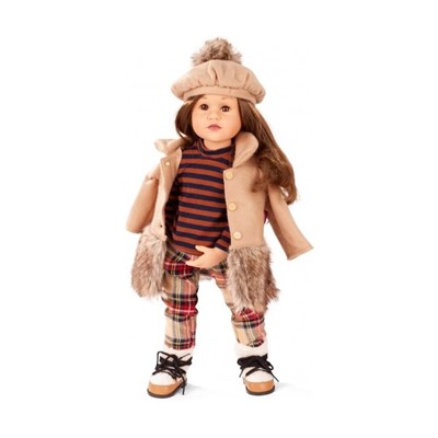 Кукла Фрида, шатенка в осеннем пальто, 50 см