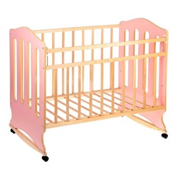 Детская кроватка «Чудо» на колёсах или качалке, цвет розовый
