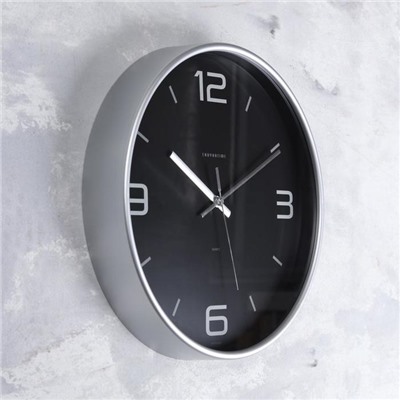 Часы настенные, серия: Интерьер, "Эдит", d=30.5 см, серебро
