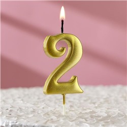 Свеча в торт цифра "2", 5,5х3 см, золото
