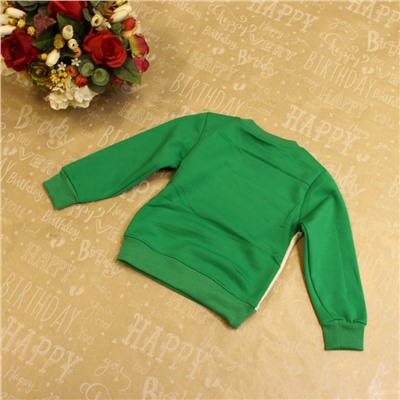Рост 98-104 см. Модная детская толстовка Robusto_GG из среднетяжелой смесовой ткани ярко-зеленого цвета с красочным принтом.