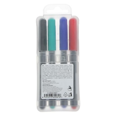 Набор маркеров перманентных, 4 цвета, Centropen 2836, 3.3 мм, пластиковая упаковка