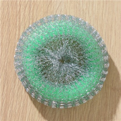 Губка металлическая с пластиковым кольцом, плетёная, 20 г, цвет МИКС