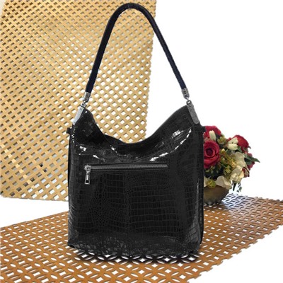 Стильная женская сумочка Viven из натуральной замши с лазерной обработкой чёрного цвета.