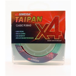 Леска плетеная Siweida Taipan Classic PE Braid X4 135м 0,28мм (18,20кг) светло-зеленая
