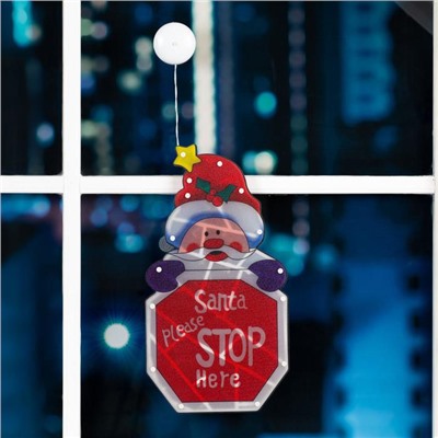 Светодиодная фигура на присоске «Санта Клаус» 25 × 45 см, пластик, батарейки АААх3 (не в комплекте), свечение тёплое белое