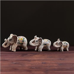 Набор сувениров "Слоны шамотные", ангоб