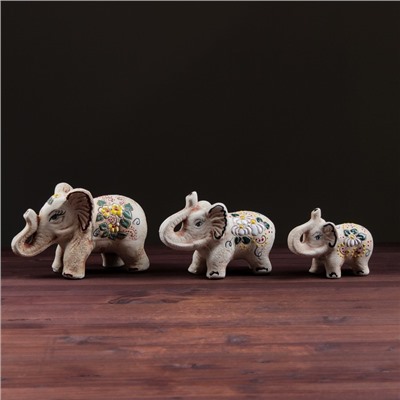 Набор сувениров "Слоны шамотные", ангоб