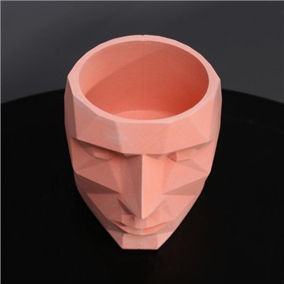 Кашпо полигональное из гипса «Голова», розовое, 7,5 х 9 см, 0,2 л.