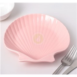 Блюдо для сервировки "Ракушка" 21*16см цвет розовый керамика