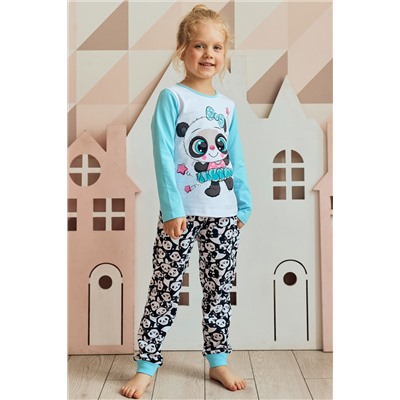Пижама с брюками для девочки Juno AW20GJ540 Sleepwear голубой панды