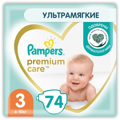 Подгузники Pampers Premium Care Размер 3, 74 шт.