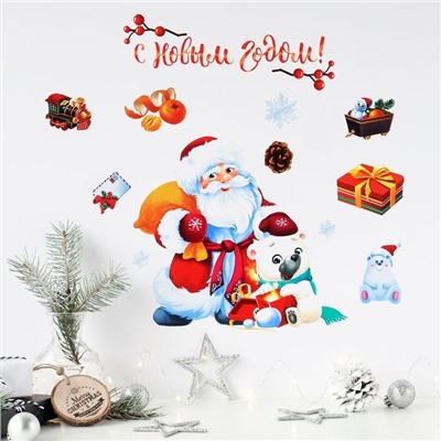 Наклейка интерьерная «Дедушка Мороз», 21 × 29.7 см