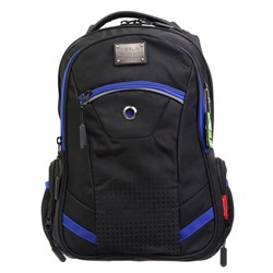 Рюкзак молодёжный, Merlin, 43 x 33 x 13 см, эргономичная спинка, чёрный/синий