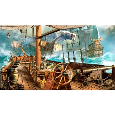 3D Фотообои «На борту пиратского корабля»