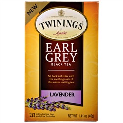Twinings, "Эрл Грей", черный чай с ароматом лаванды, 20 чайных пакетиков, 1,41 унции (40 г)