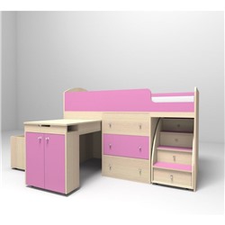 Кровать-чердак Ярофф Малыш 700x1600 дуб молочный розовый
