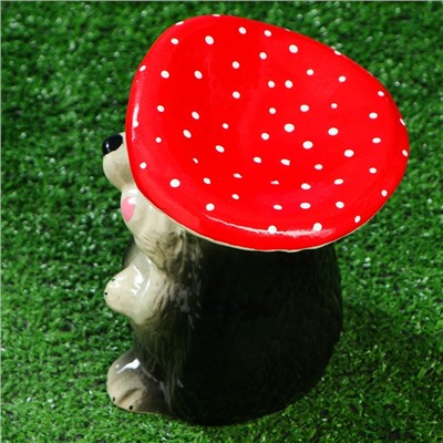 Садовая фигура "Ёжик с грибом", разноцветная, 17 см