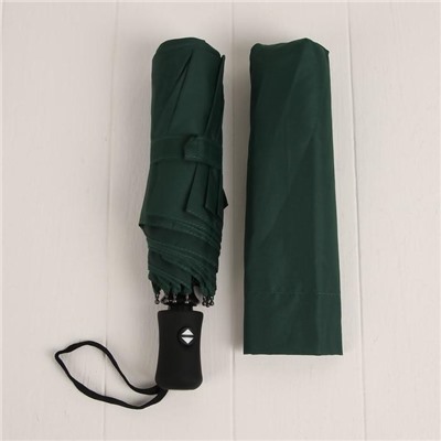 Зонт автоматический, 3 сложения, 8 спиц, R = 48 см, цвет зелёный