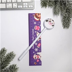 Ручка со стикерами и линейкой «Новый год будет сладким», 30 л