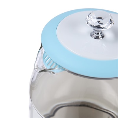 Чайник электрический KELLI KL-1373, стекло, 1.7 л, 2200 Вт, бело-голубой