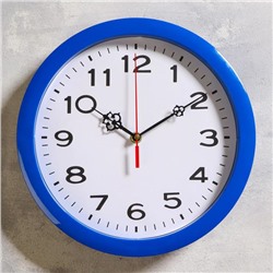 Часы настенные "Классика", арабские цифры, синий обод, 28х28 см