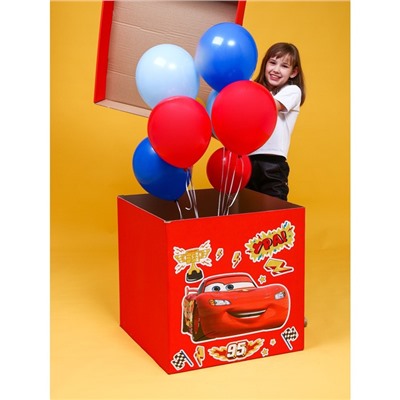 Коробка для воздушных шаров/подарка "Молния Маквиун", Тачки 60х60х60 см