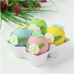Яйца для декорирования «Цветочки с бабочками», набор 4 шт, размер 1 шт: 6×4 см