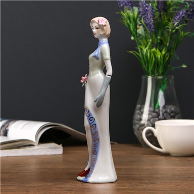 Сувенир керамика "Девушка с розой" 21,5х6,5х5 см