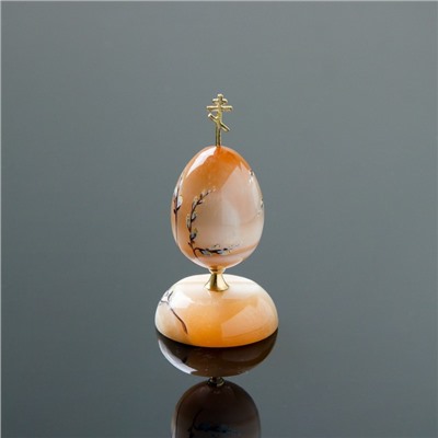 Сувенир «Яйцо с крестом», малое,  3×7 см, селенит