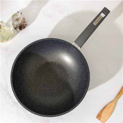 Сковорода «Гранит ВОК», d=28 см, стеклянная крышка, антипригарное покрытие, цвет тёмно-серый