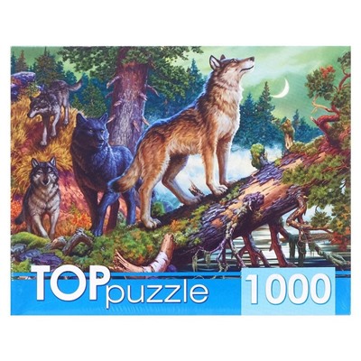 Пазлы «Волки в ночном лесу», 1000 элементов