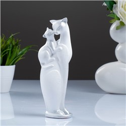 Фигура "Кошка с Котенком" белая/серебро 6х9х24 см